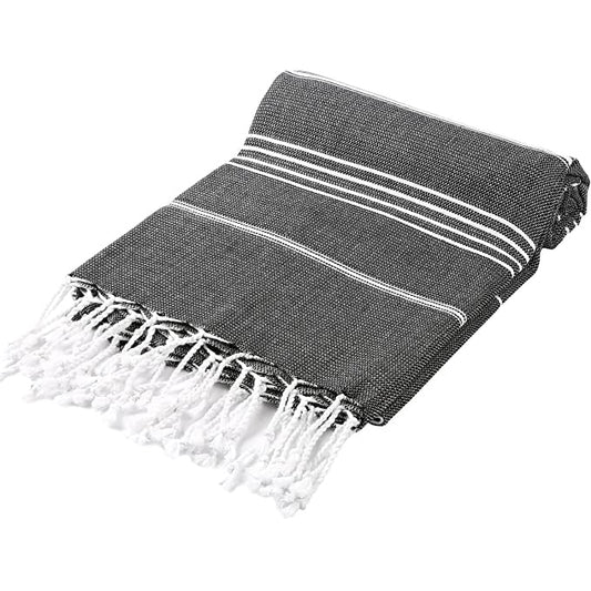 Sustainable Turkish Cotton Towel Lightweight, Quick-Dry, Black - PUREKIND