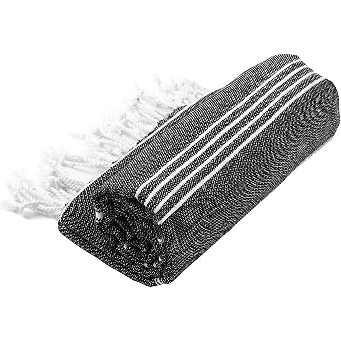 Sustainable Turkish Cotton Towel Lightweight, Quick-Dry, Black - PUREKIND