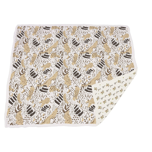 Animal print blanket on a white background