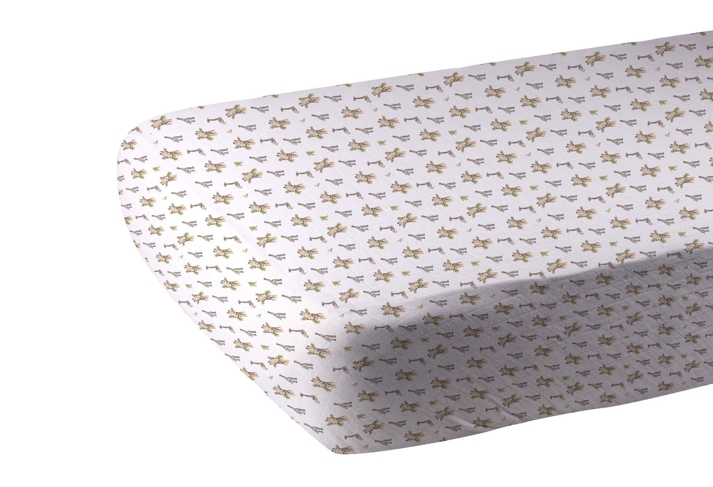 Giraffe print bamboo muslin crib sheet for standard baby mattress