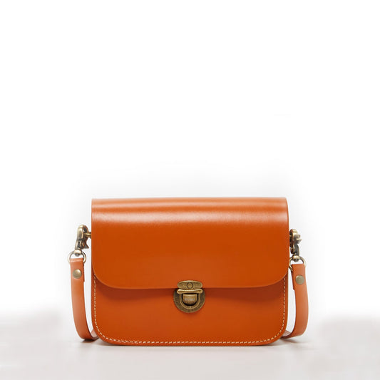 Nanah Cognac Brown Leather Crossbody Bag – Front View