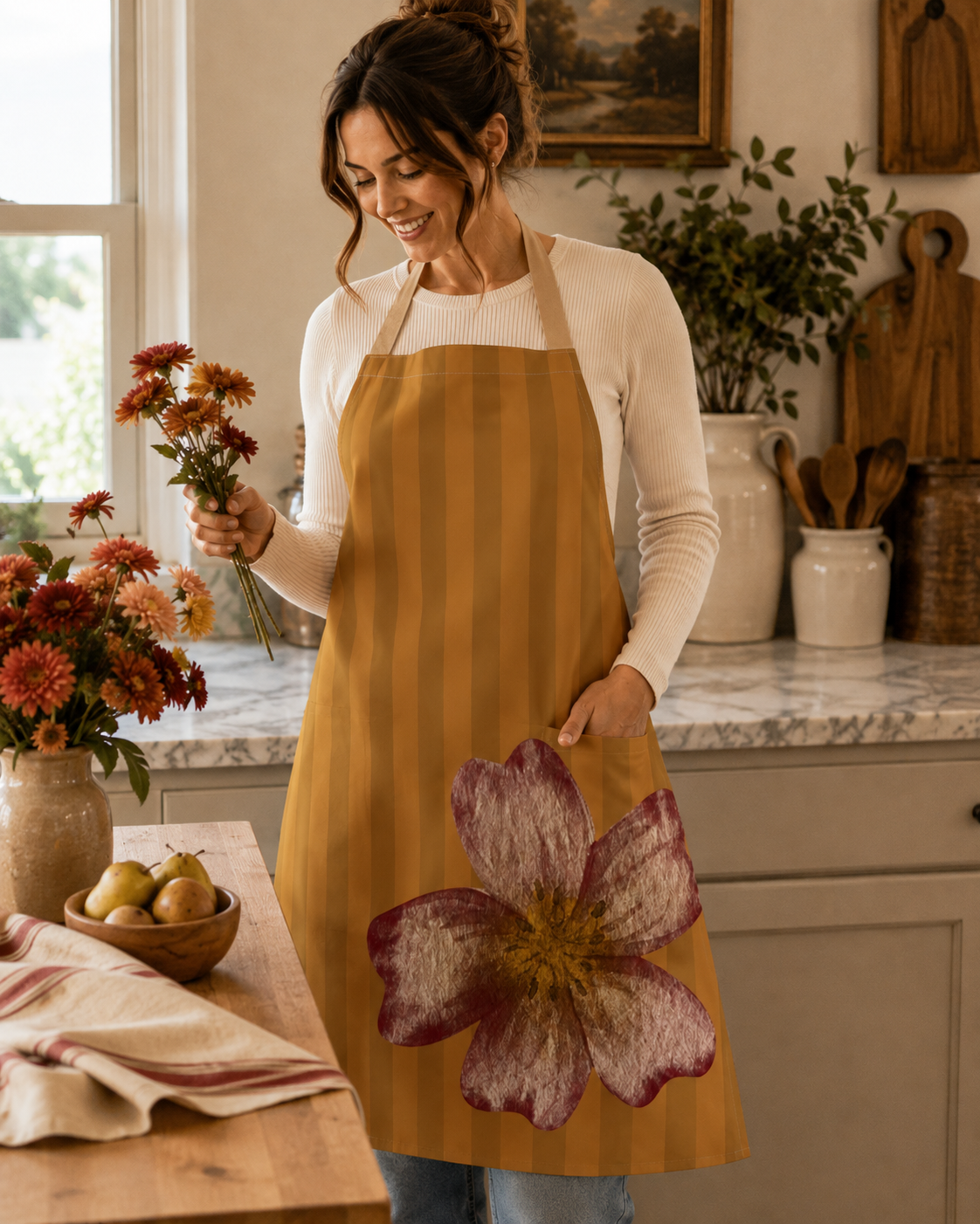 Ochre Flower Apron