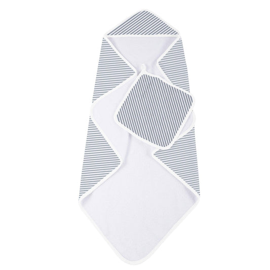 Finley Stripe Bamboo Hooded Towel & Washcloth Set – Ultra-Soft & Absorbent - Purekind Living