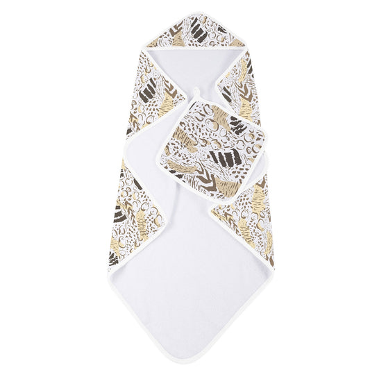 Safari print bamboo hooded towel and washcloth set rear view