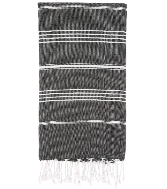 Sustainable Turkish Cotton Towel Lightweight, Quick-Dry, Black - PUREKIND