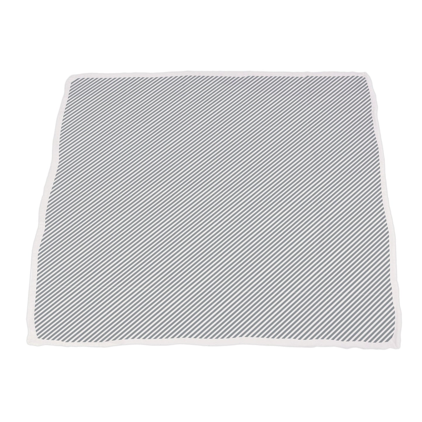 Gray and white striped towel on a white background