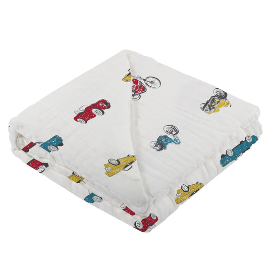 Vintage Muscle Cars & Motorcycles Muslin Blanket – Soft & Breathable - Purekind Living