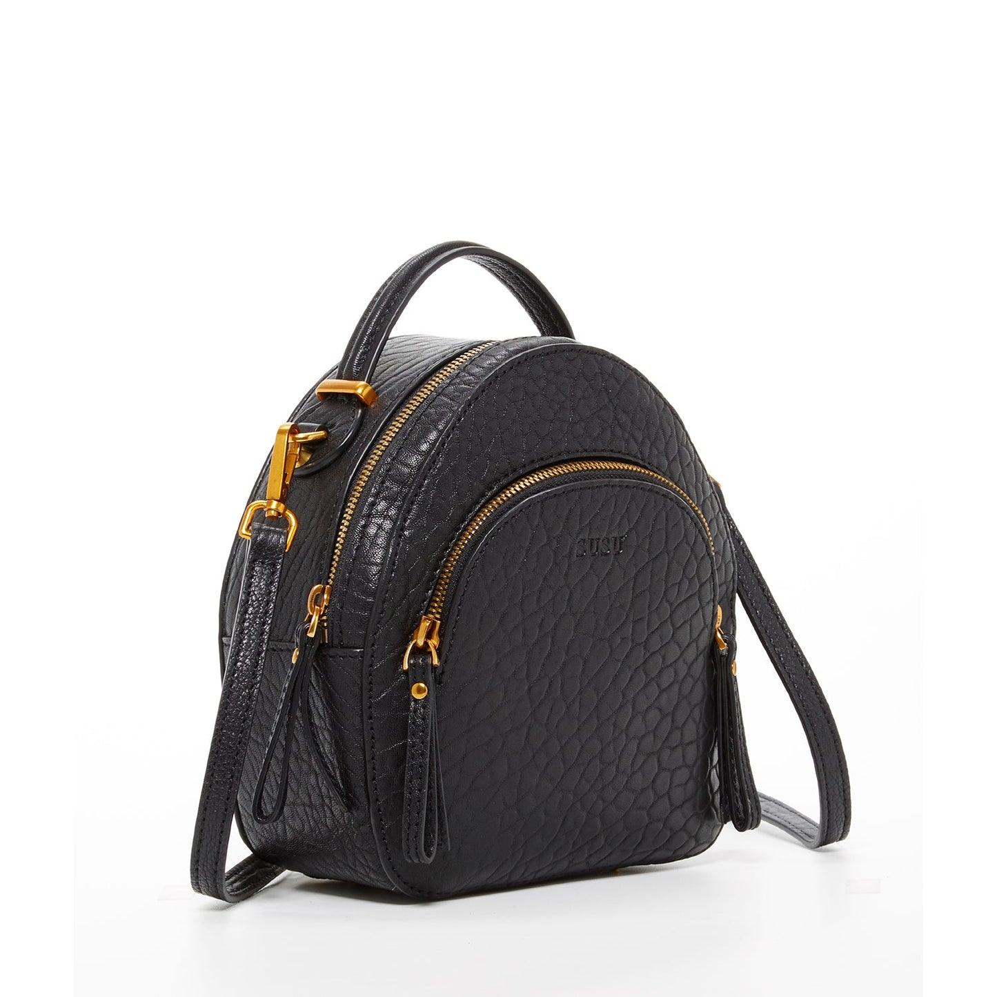 Small black backpack purse – back zip pocket