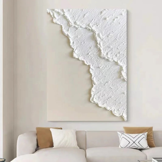 White Waves Textured Canvas – Hand-Painted Abstract Wall Art - PUREKIND