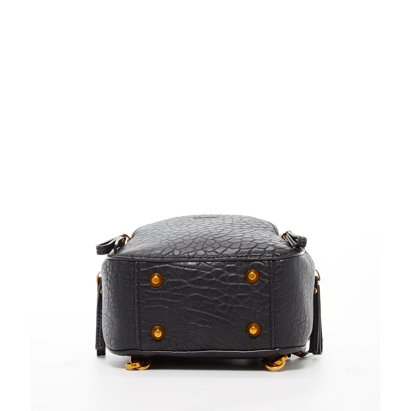 Base of Amanda Small Black Leather Backpack with Gold Hardware