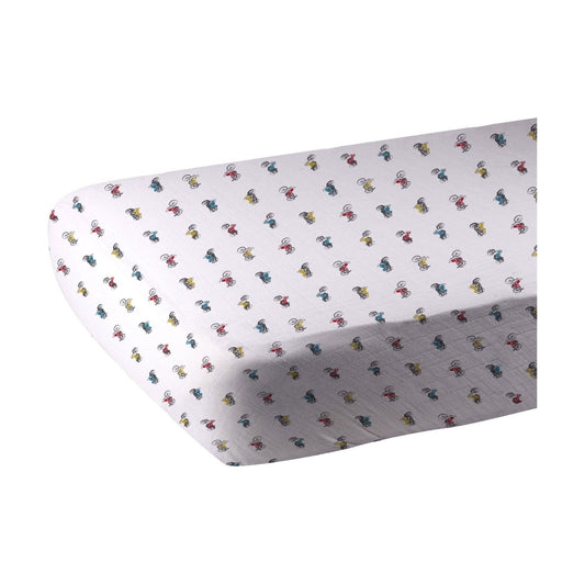 Vintage Motorcycles Bamboo Muslin Crib Sheet – Soft & Breathable - Purekind Living