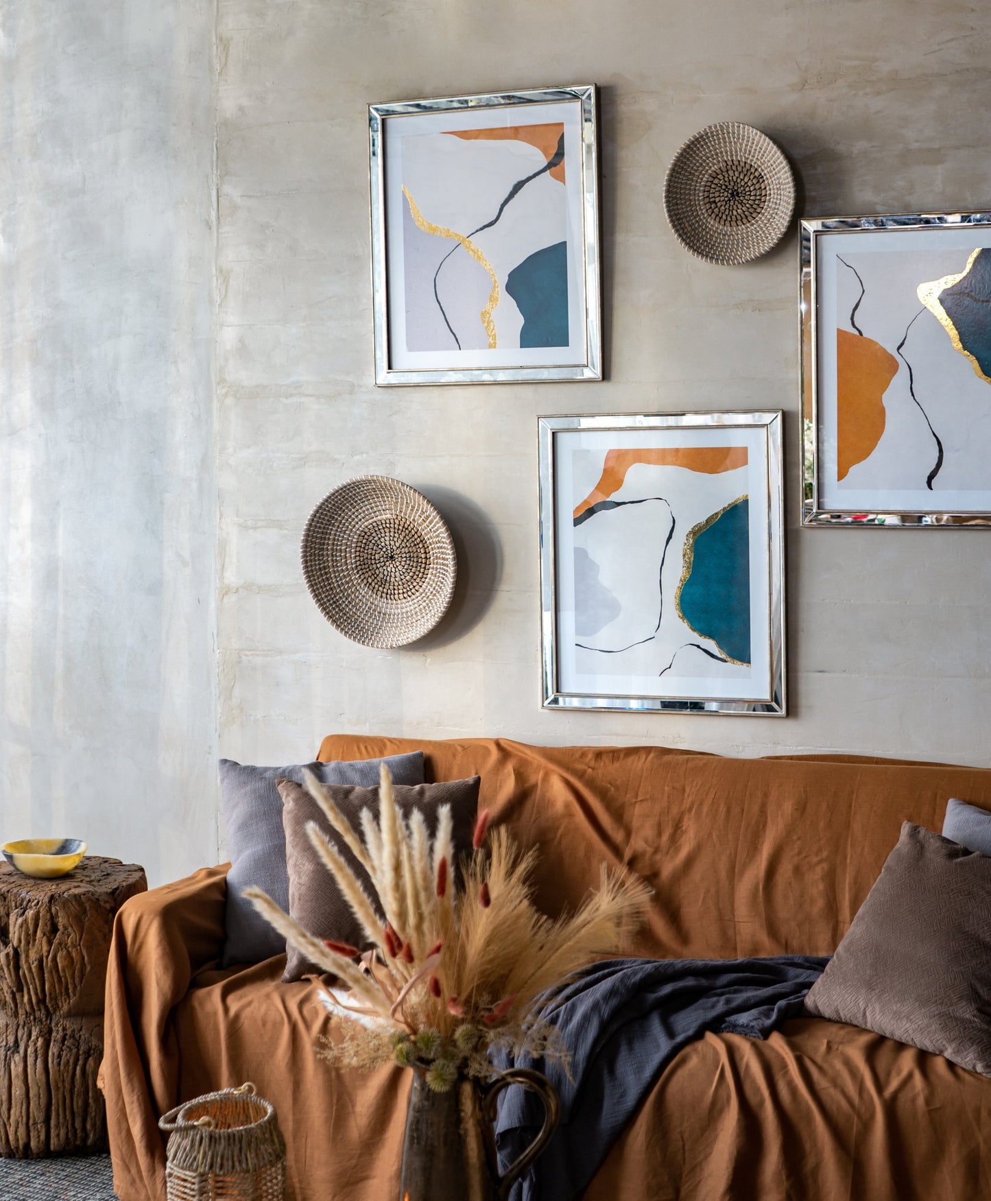 Woven Seagrass Serving Bowls Set – Two Tone Natural Decorative Bowls - PUREKIND