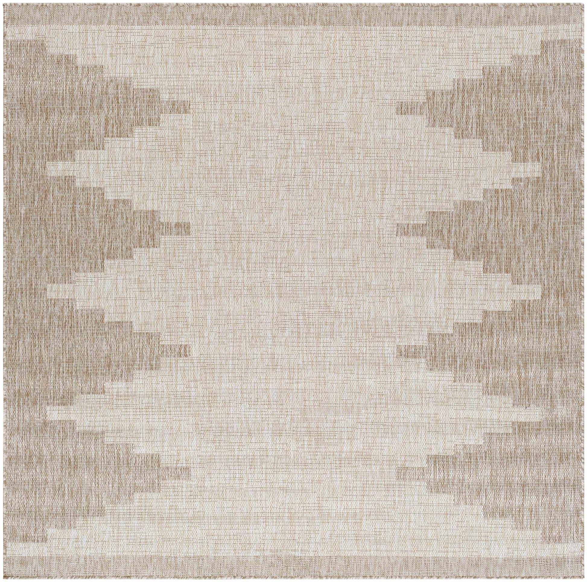 Textured area rug with geometric pattern in neutral tones