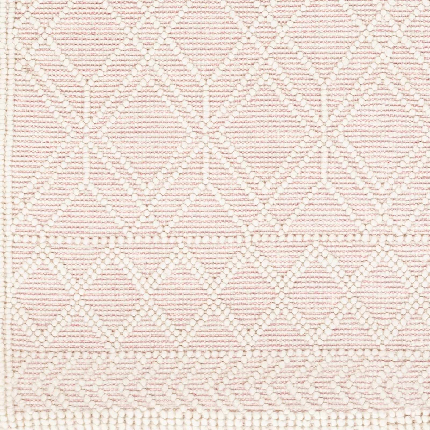 Textured pink and white patterned fabric swatch