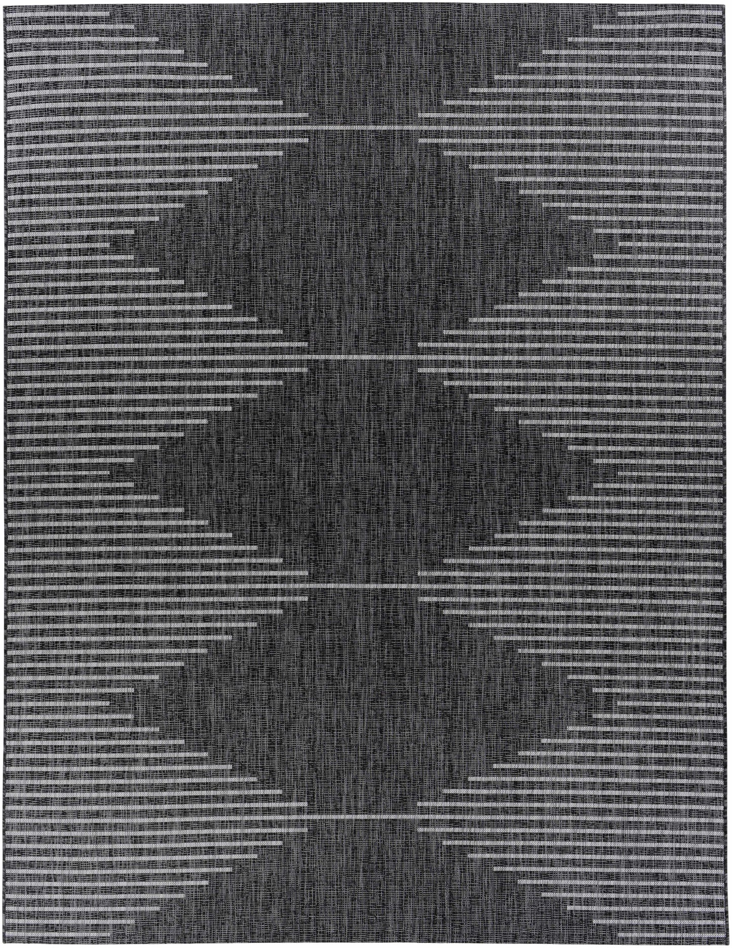 Gray area rug with geometric pattern