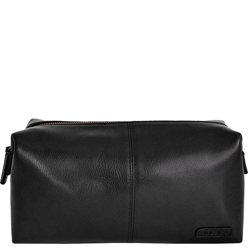 Hidesign Charles Leather Toiletry Bag – Waterproof Interior (Black) - Purekind Living