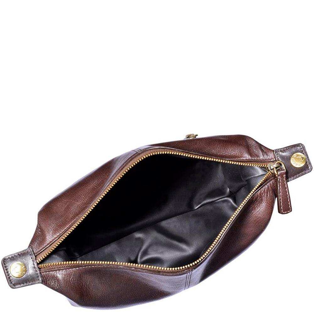 Hidesign Charles Leather Toiletry Bag – Waterproof Interior (Brown) - Purekind Living